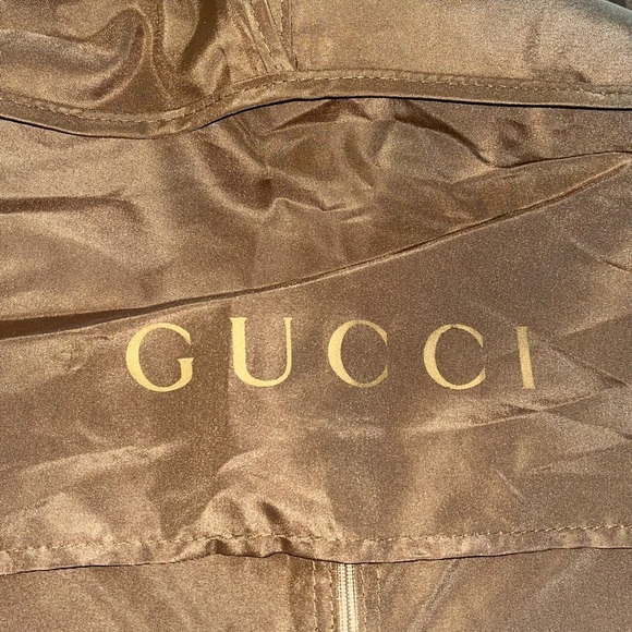 Gucci Medium Brown gold nylon fold over Zippered Dust Cover Garment Bag - Picture 2 of 5
